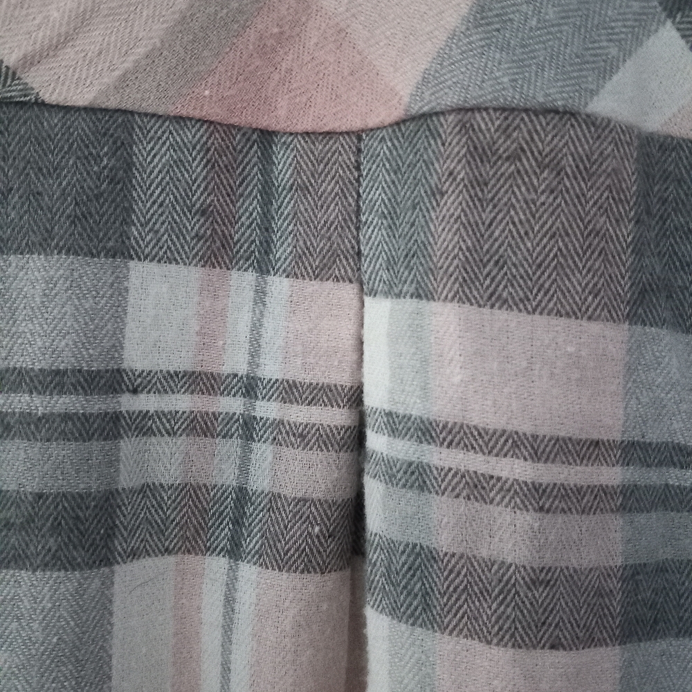 Passport M Cotton Plaid Button Down Collared Top in Gray Pink - Picture 5 of 10